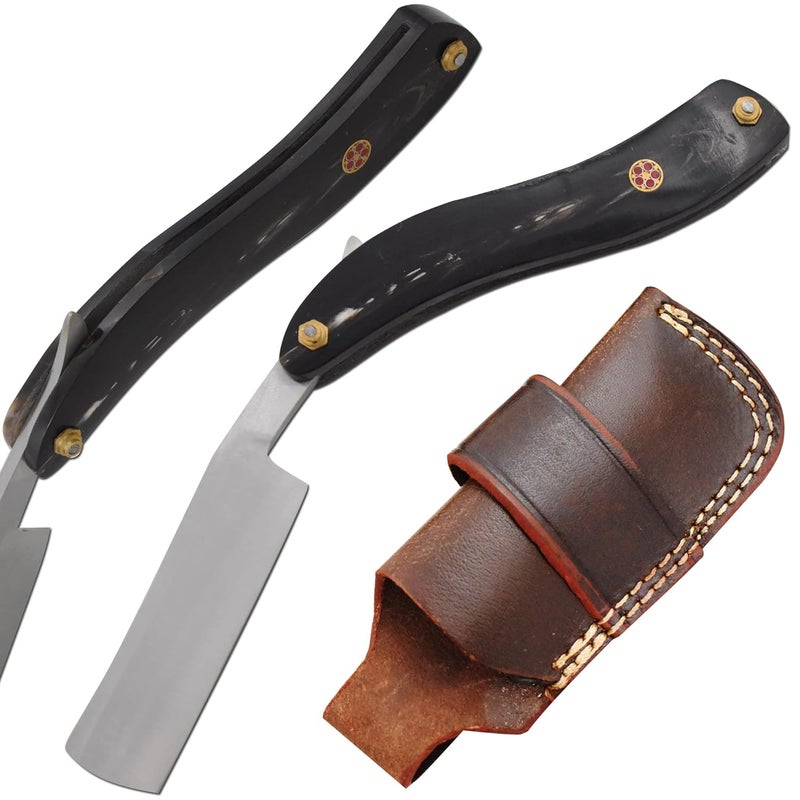 Old Ram Straight Razor | Straight Edge-Razor Red Wood & Bone Handle- Sharp | High Hardness Stainless Steel Cutthroat Straight Edge Blade | Barber Razor (220) - Image 1